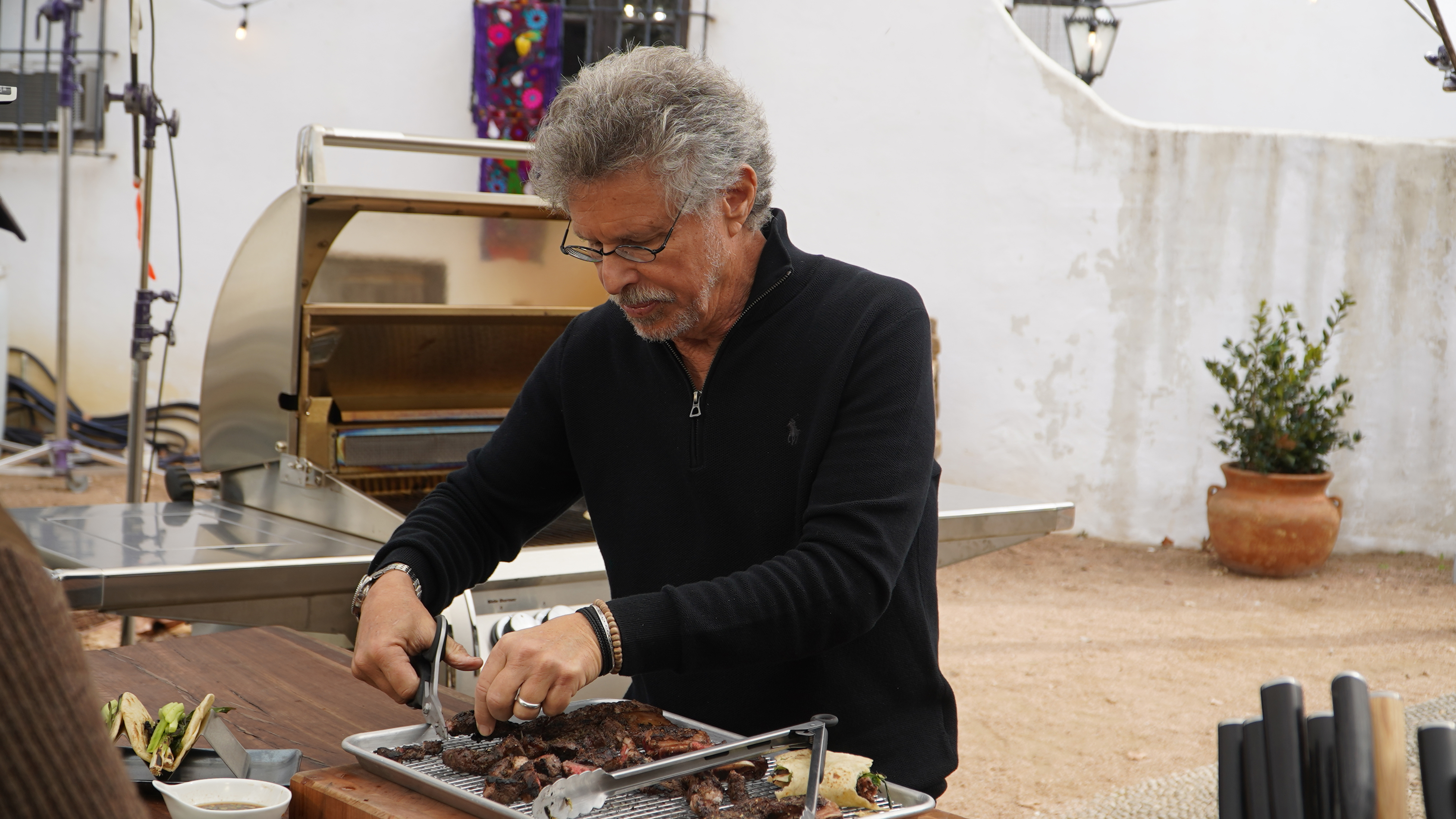 Steven preparing Korean short rib